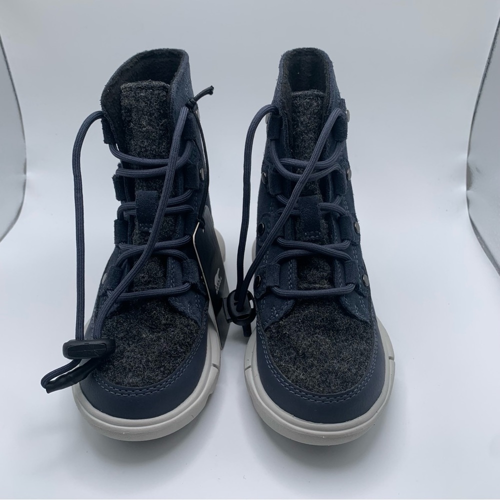 NWOB Sorel Kids Explorer Cozy toddler blue & grey snow boots size 9 NEW - Picture 2 of 9